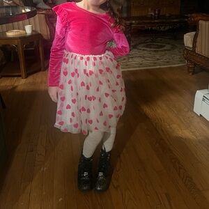 Girls 6 pink heart tulle dress
